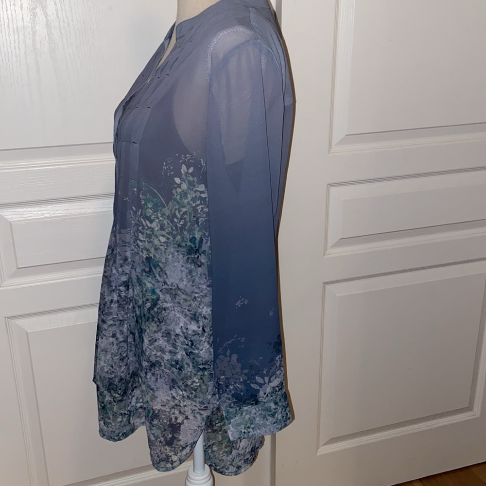Soft Surroundings Cybele Tunic Periwinkle Floral Pintuck Pleats Blouse w/ Cami - Picture 5 of 16
